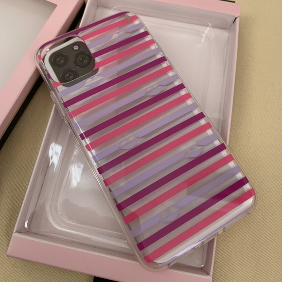 NEW Kate Spade New York Lips with Stripe Phone Case Pink Clear iPhone 11 PRO - Picture 5 of 6